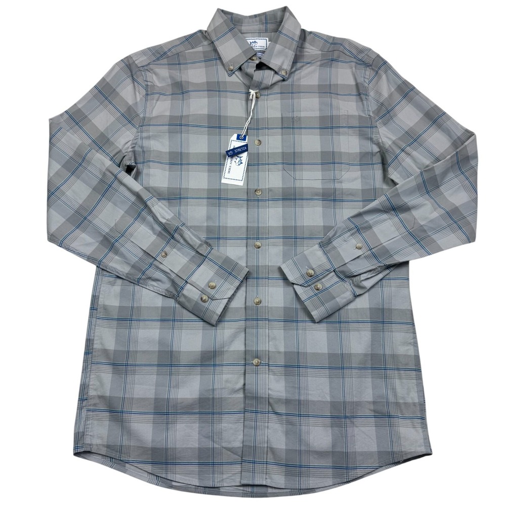 Southern Tide Men's Plaid Gray Sport Shirt Performance Lake Ridge Long Sleeve S